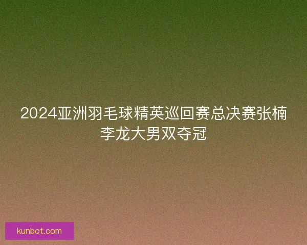 2024亚洲羽毛球精英巡回赛总决赛张楠李龙大男双夺冠